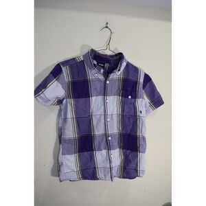 Nike 6.0 YOUTH S 8 Button Down Casual Shirt Purple‎ White Plaid Pocket